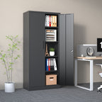 Heavy Metal Garage Storage Cabinet with Locking Doors - Black or White