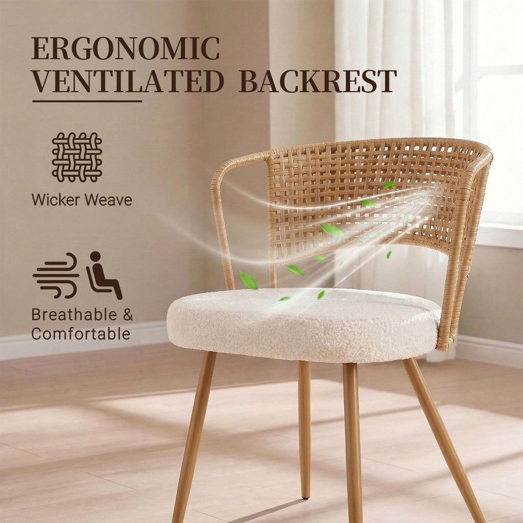Farmhouse Style Wicker Dining Chair with Wing-Back Design - Light or Dark Brown