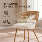 Farmhouse Style Wicker Dining Chair with Wing-Back Design - Light or Dark Brown