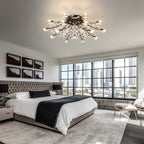 15-Light Chandelier with Crystal Accents - Matte Black
