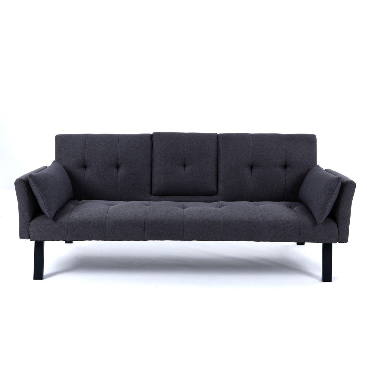 Foldable Sofa Bed with Cup Holder and Solid Wood Frame - Multiple Colors