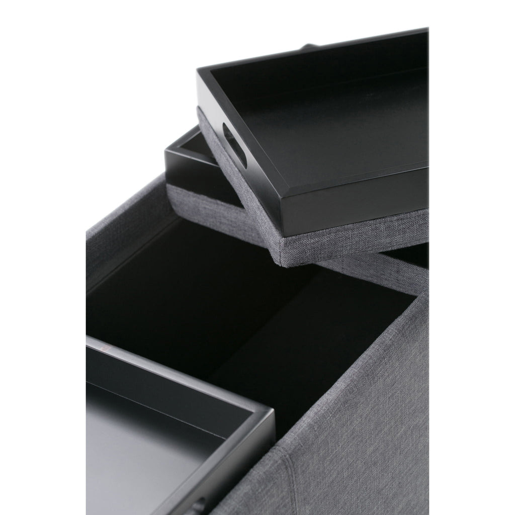 Avalon Upholstered Storage Ottoman with Flip-Over Serving Trays - Multiple Colors