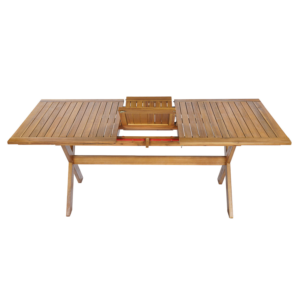 Acacia Wood Outdoor Dining Set 7-Piece with Large Table and 6 Chairs - Teak or Beige