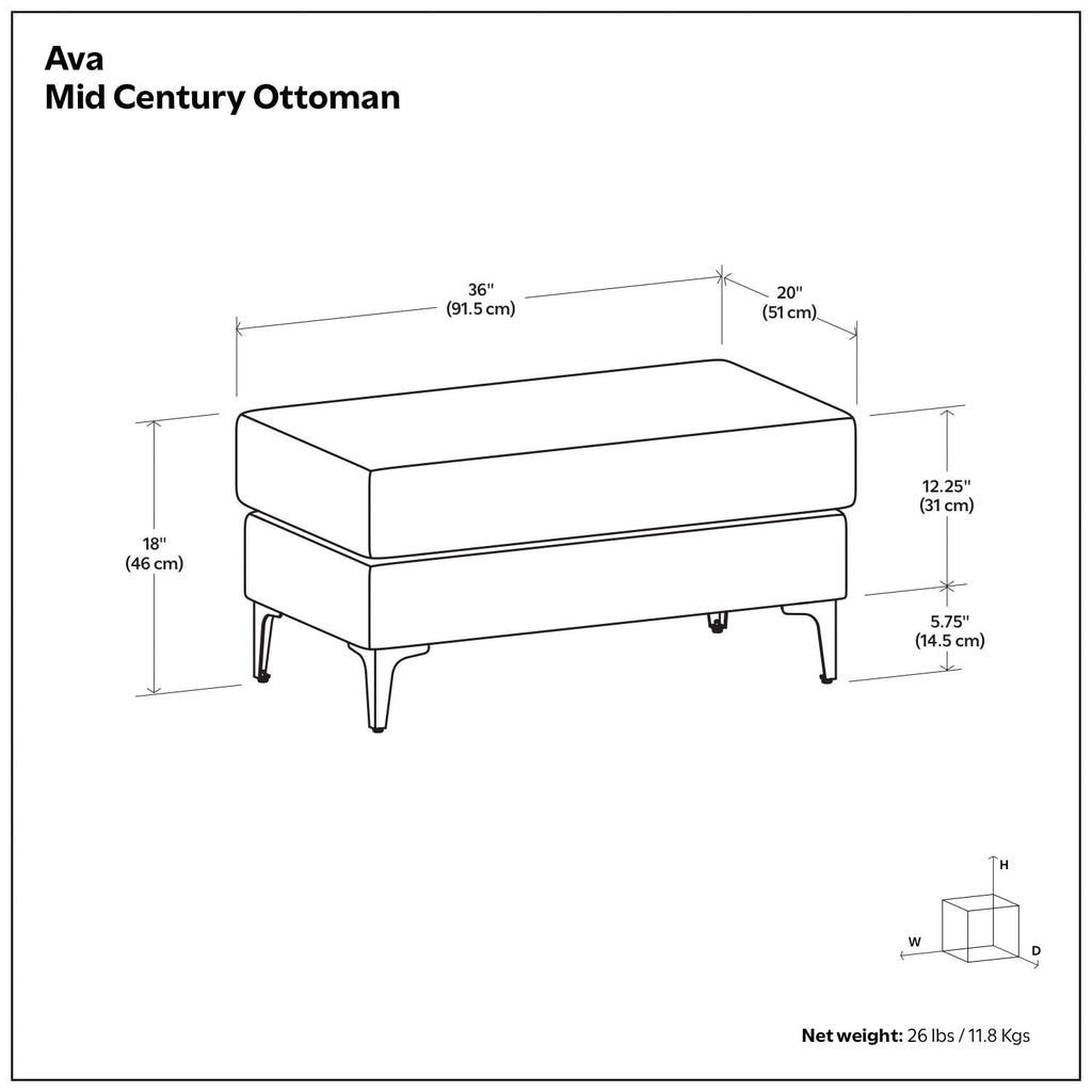 Versatile Mid Century Ottoman with Eco-Friendly Upholstery - Beige or Dark Gray