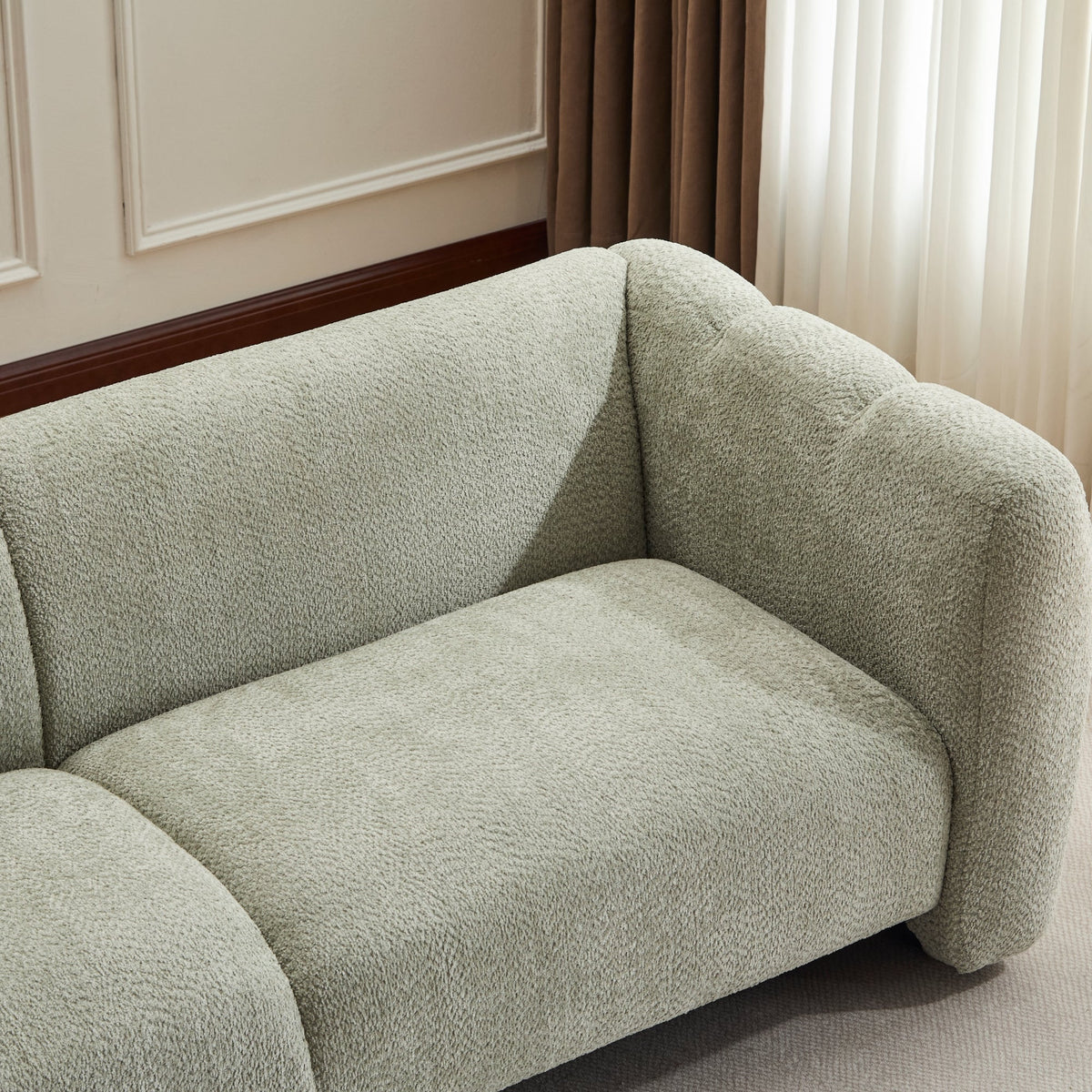 83" 3-Seater Sofa with Wave Design – Light Fabric