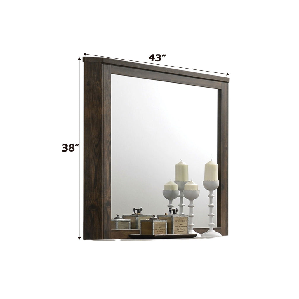 Rustic Mirror with Wooden Frame - Walnut