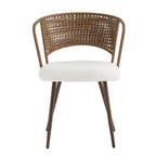 Farmhouse Style Wicker Dining Chair with Wing-Back Design - Light or Dark Brown