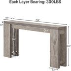 Extra Long Farmhouse Console Table with Solid Wood Construction - Light Brown or Dark Gray