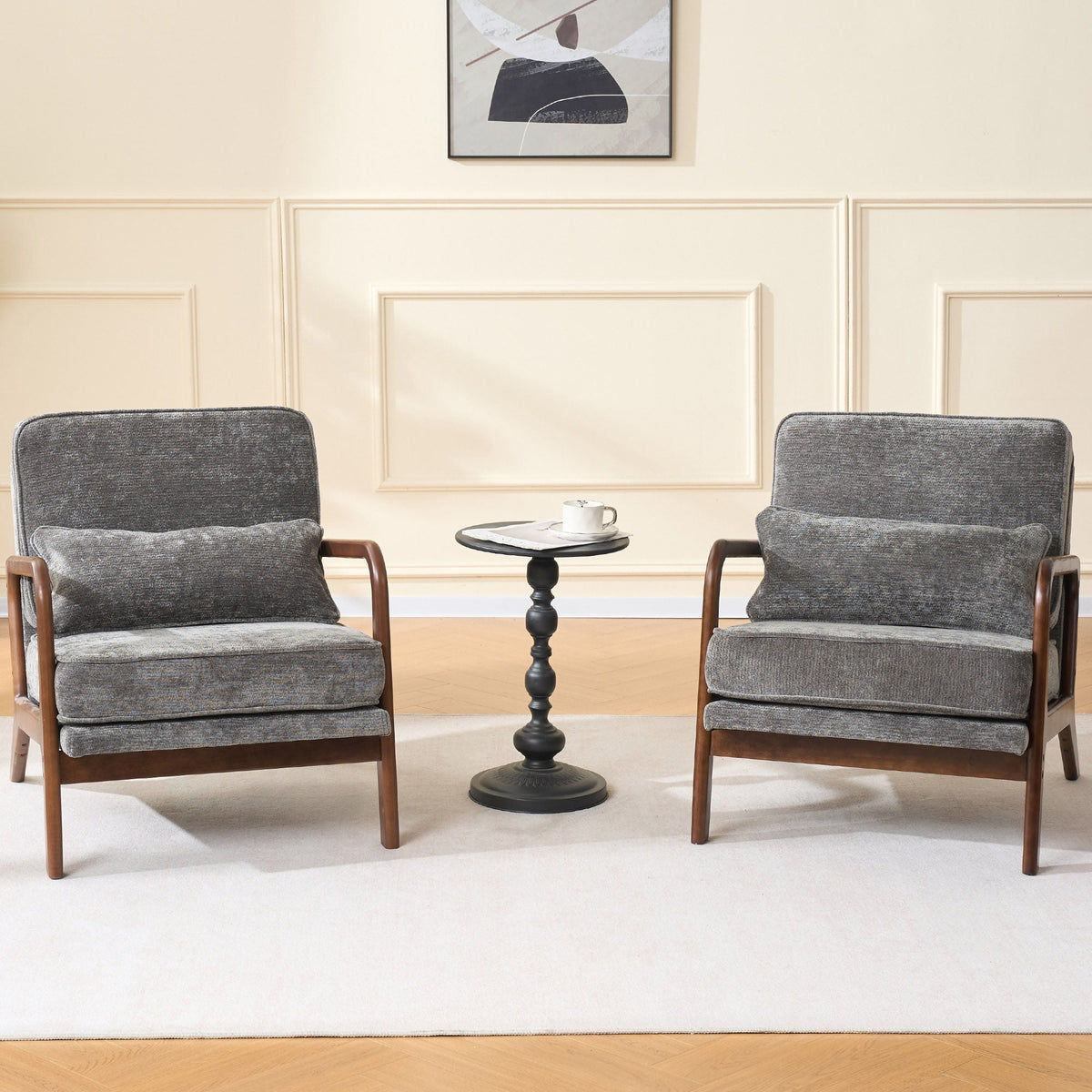 Upholstered Living Room Chair with Curved Armrests - Choice of Color
