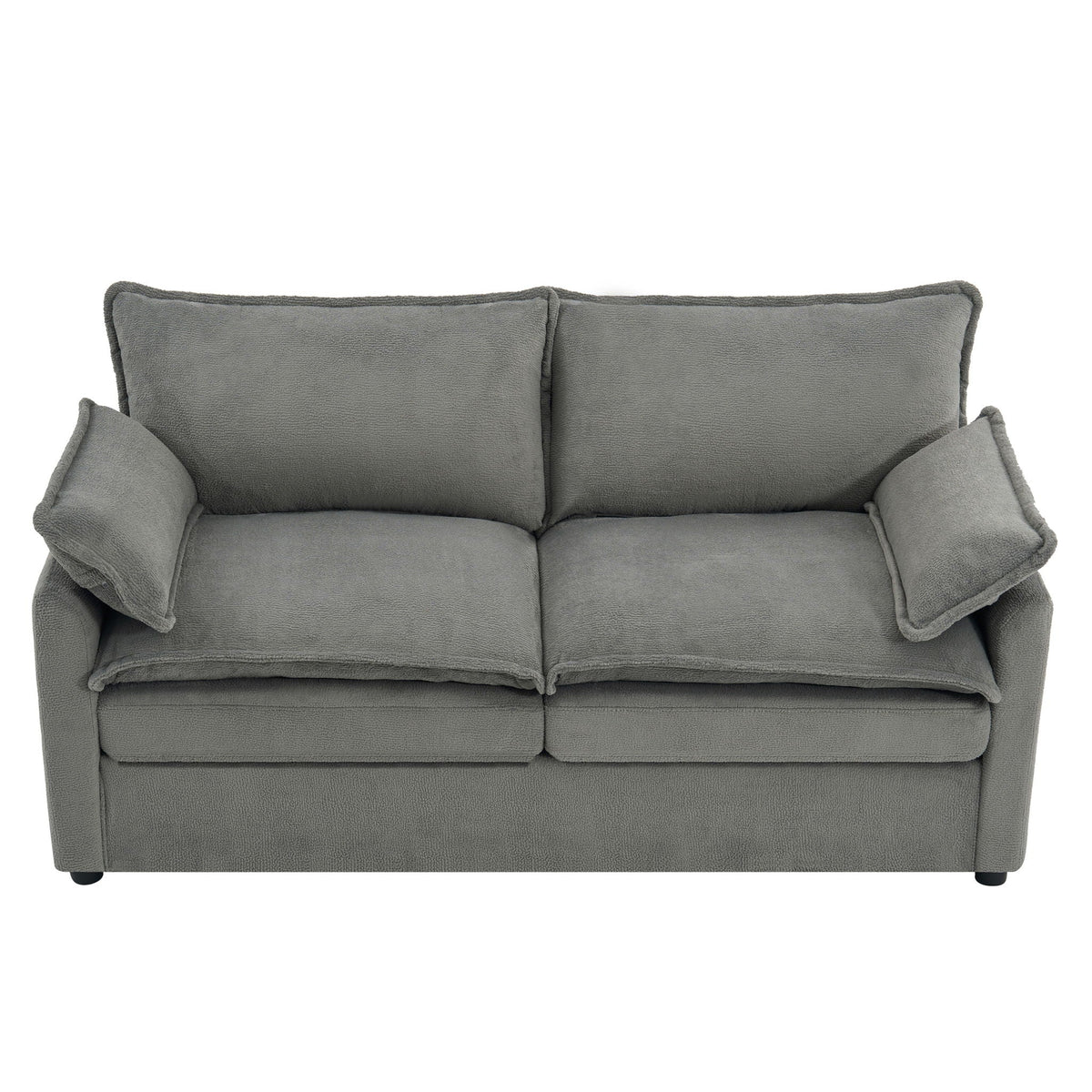 Modern Loveseat Sofa with Side Storage Pockets - Green, Beige, or Dark Gray