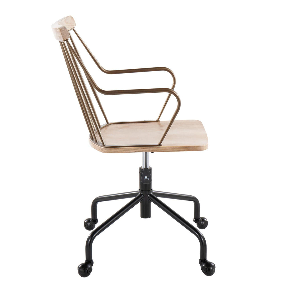 Farmhouse Adjustable Office Chair with Swivel - Beige