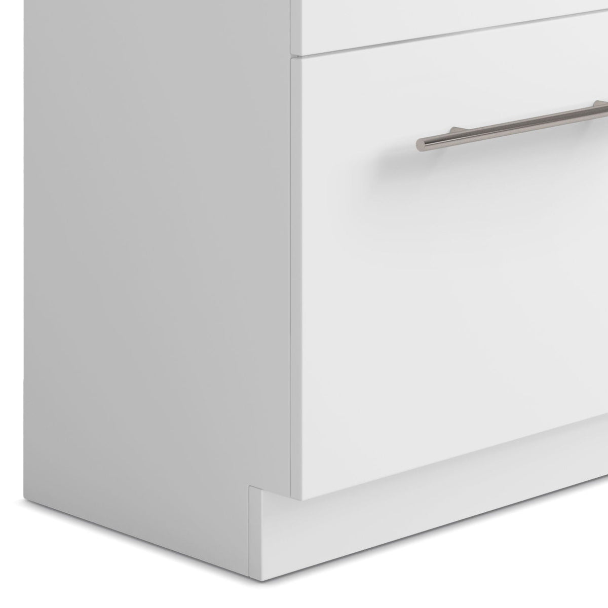 White Laundry Cabinet with Stainless Steel Sink and Faucet
