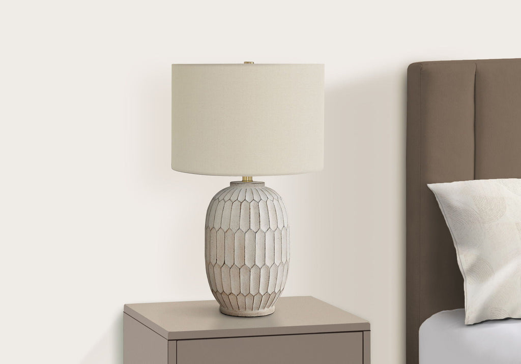 Transitional Cream Table Lamp with Linen Shade - Cream