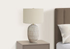 Transitional Cream Table Lamp with Linen Shade - Cream