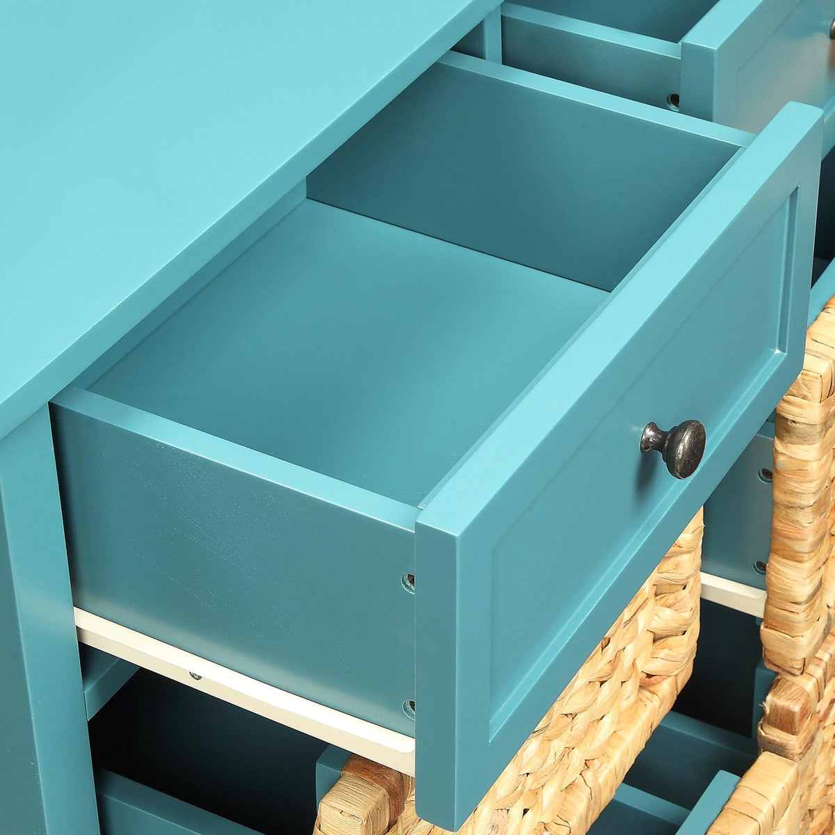 Console Cabinet with Six Storage Drawers - Light Blue or White