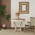 Natural Wood Grain Distressed Side Table with Curved Legs