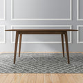 Modern Rectangular Dining Table with Solid Wood Construction - Dark Brown or White