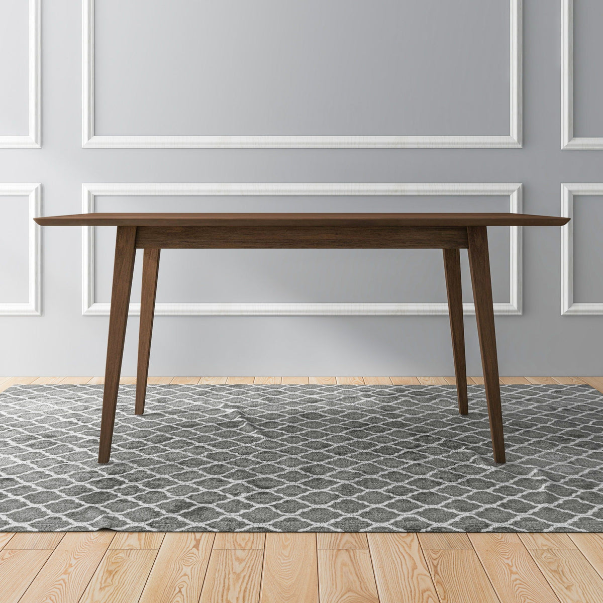Rectangular Modern Dining Table with Solid Wood Construction – Dark Brown or White