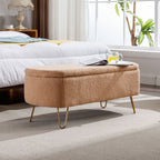 Faux Fur Storage Ottoman Bench with Padded Upholstery - Multiple Colors