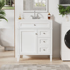 Bathroom Vanity with Ceramic Top Sink and Storage Drawers - Multiple Colors