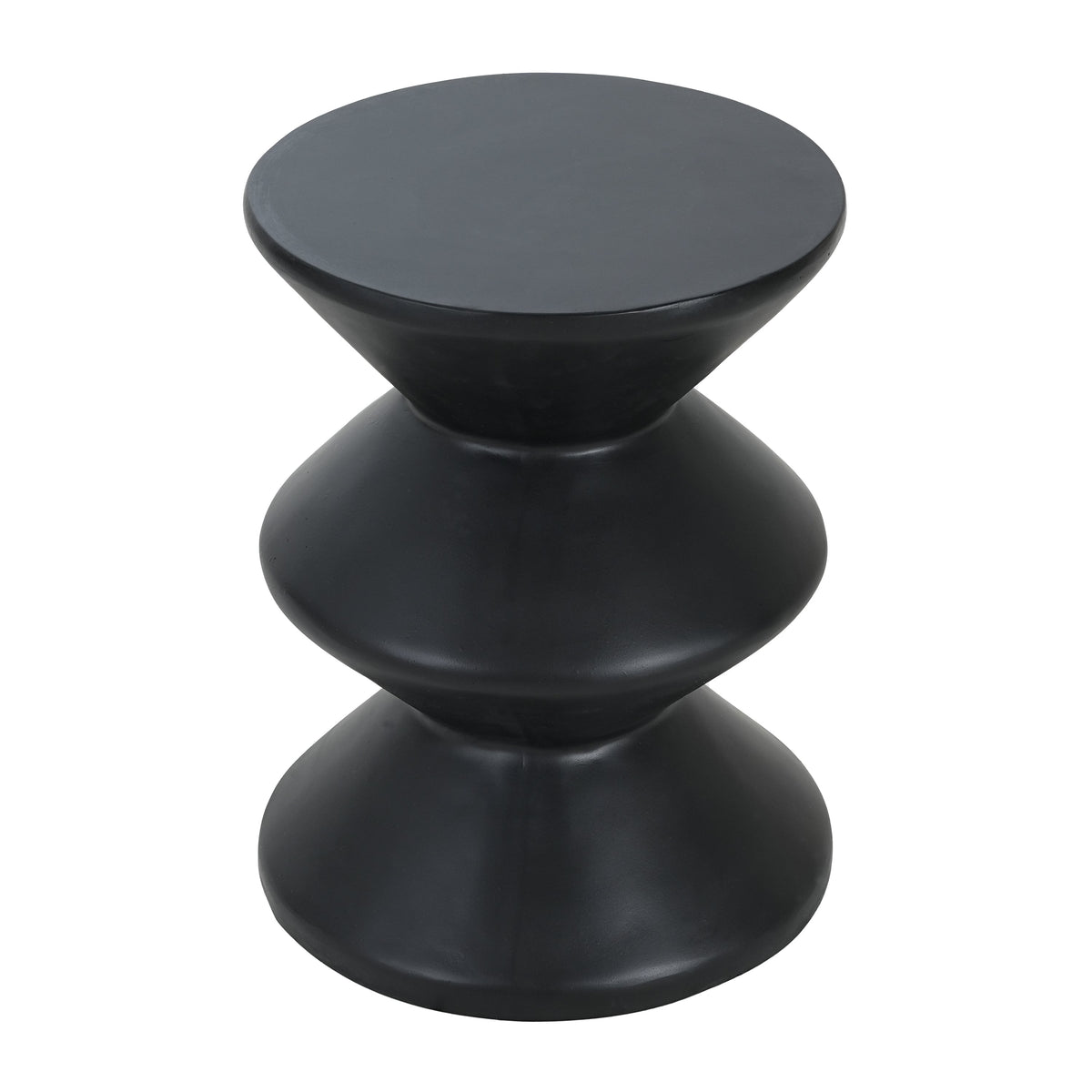 Modern Concrete Side Table with Matte Black Finish - Outdoor & Indoor