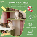 Wide Christmas Cat Tree Tower for Indoor Cats with Multi-Level Design