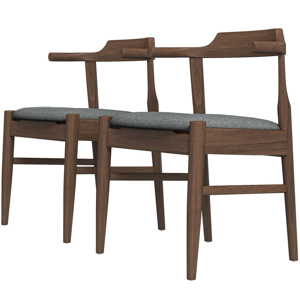Mid-Century Modern Dining Chair Set of 2 with Solid Wood Frame - Dark Gray or Black