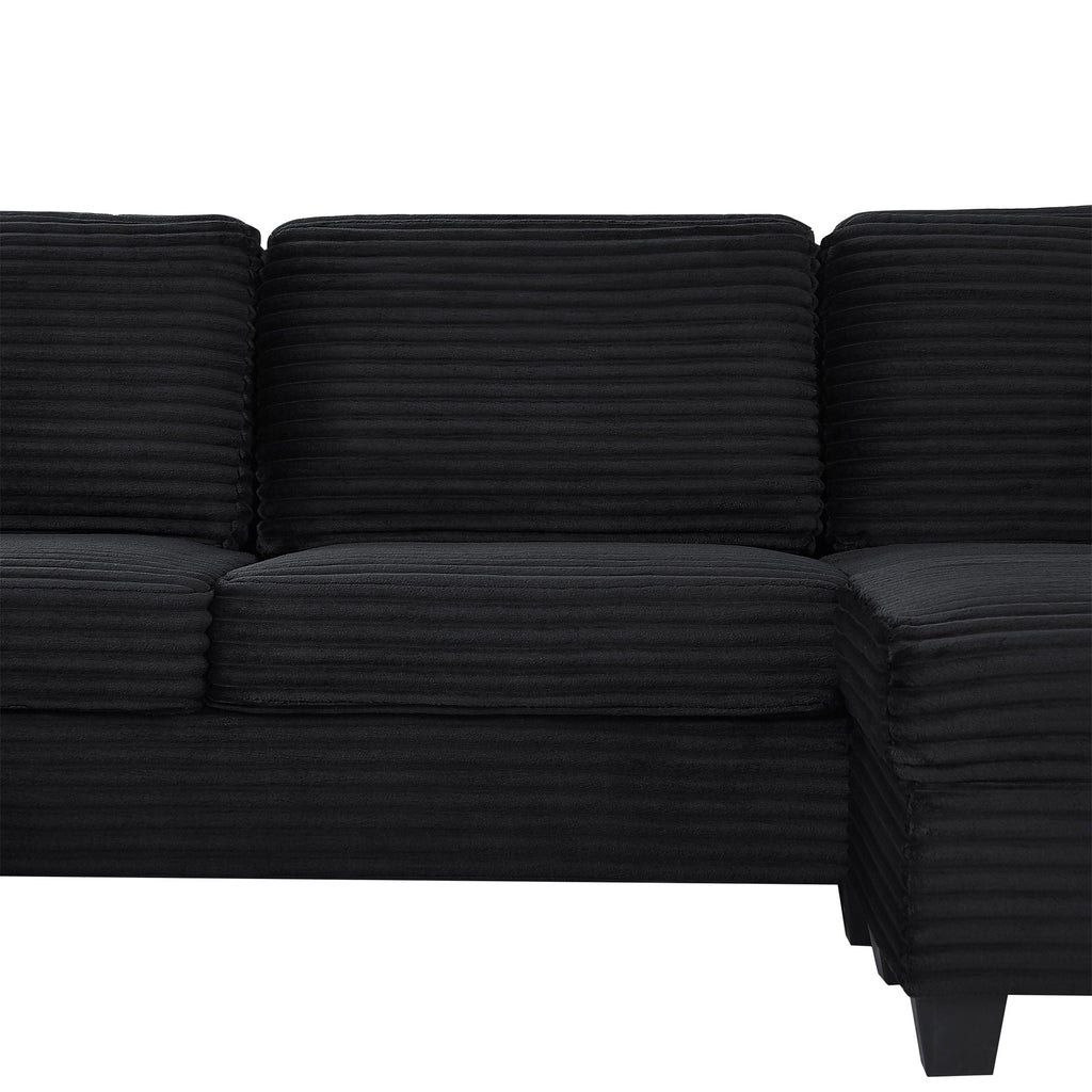 U-Shaped Upholstered Sectional Sofa with Movable Ottoman