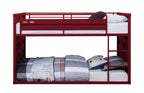 Metal Twin Over Twin Bunk Bed with Safety Guardrail - Light Blue or Red
