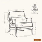 Upholstered Living Room Chair with Curved Armrests - Choice of Color