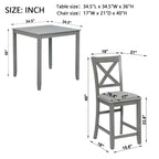 Wooden 5 Piece Dining Table Set with Square Counter Height Table - Gray or Dark Brown