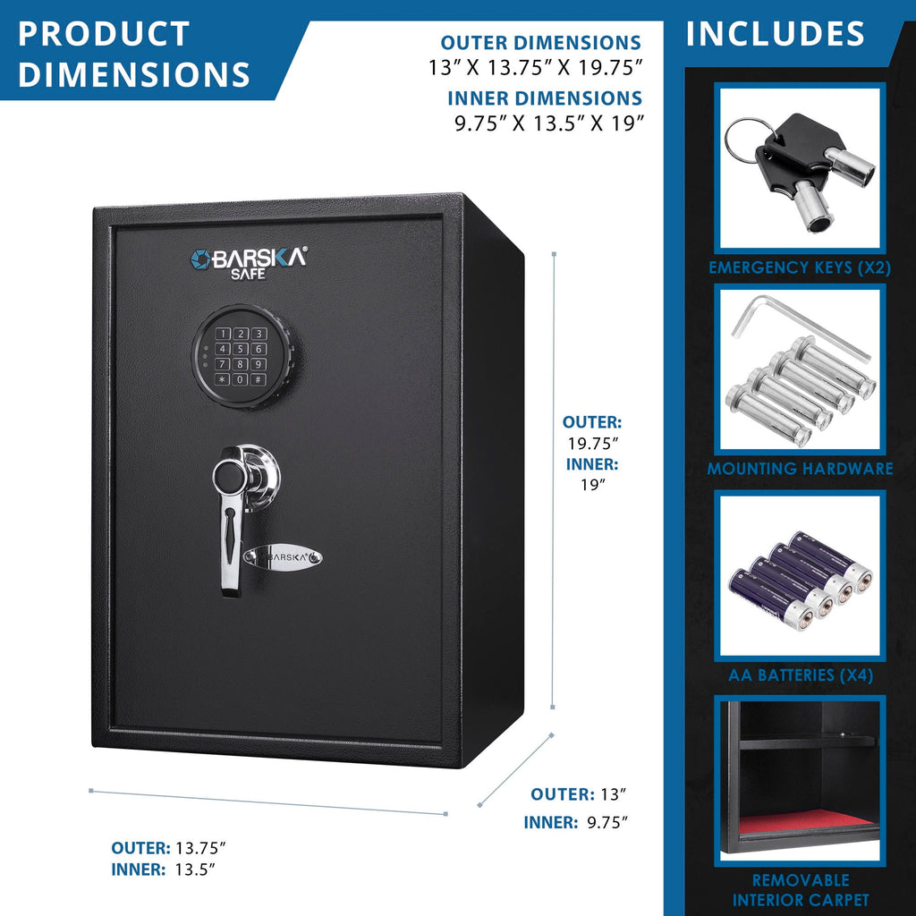 Large Digital Keypad Safe with Solid Steel Construction - Black