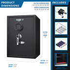 Large Digital Keypad Safe with Solid Steel Construction - Black
