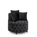 Modern Upholstered Swivel Chair with Button Tufted Design and Movable Wheels - Multiple Colors