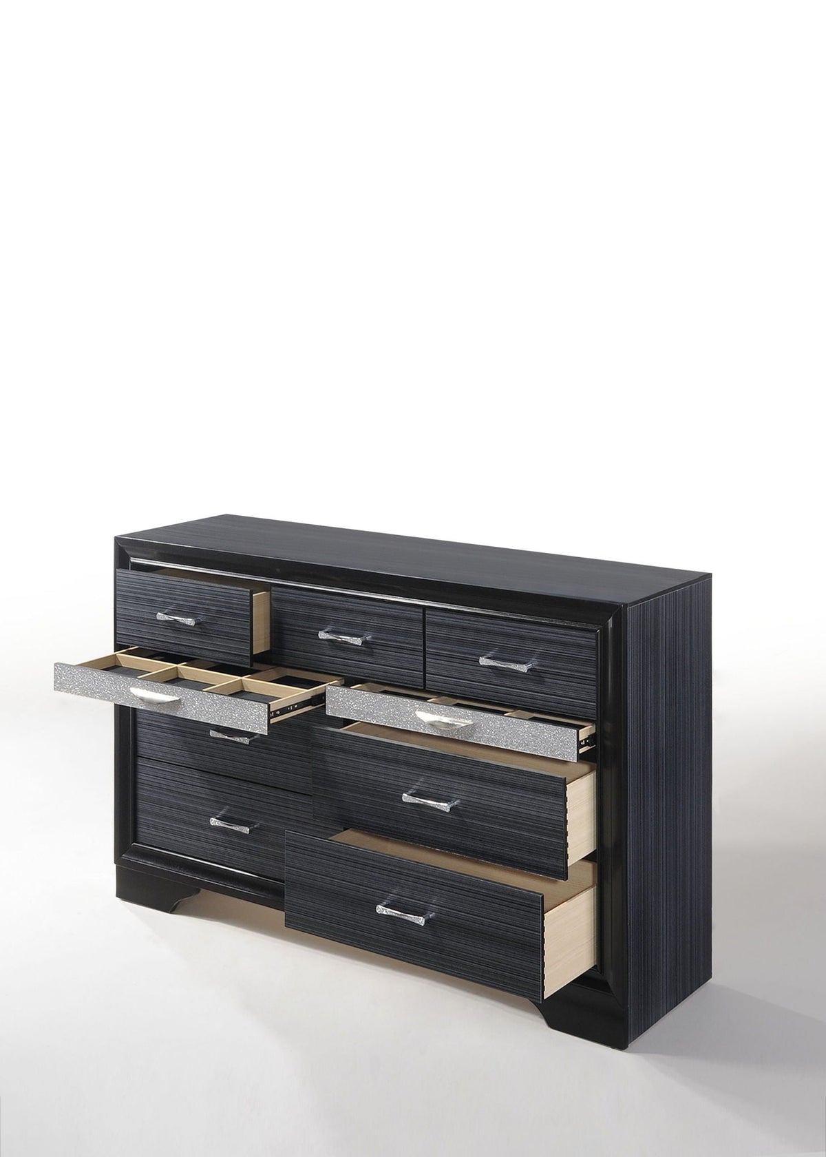 Naima Versatile Storage Dresser with Felt-Lined Jewelry Drawer – White or Black