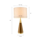 Triangular Table Lamp with Espresso Wood Grain and Linen Shade - Gold & Brown