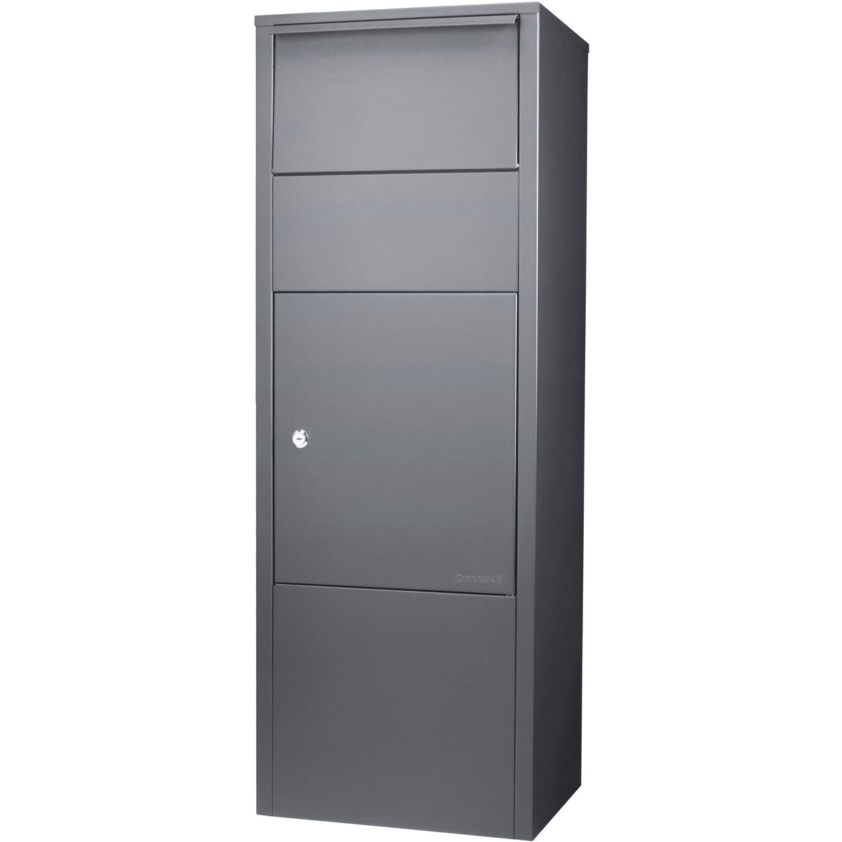 Steel Large Single Compartment Locking Parcel Drop Box with Keyed Access - Gray