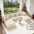 140" Modular Sectional Sofa Bed with Convertible U-Shaped Design - Corduroy