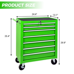 Rolling Tool Chest with 7-Drawer Tool Box with Steel Construction - Green