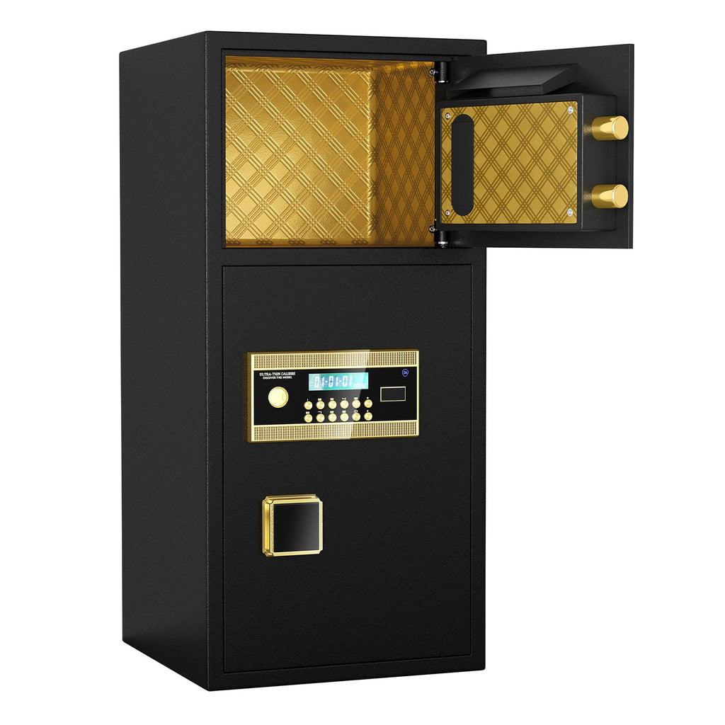 Large Double Door Digital Security Safe with Fireproof and Waterproof Bag - Black