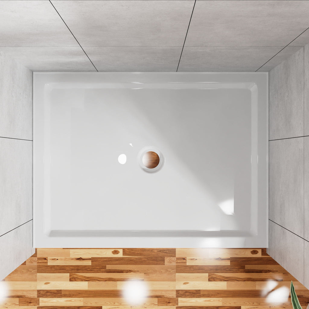 Anti-Slip Shower Base with Center Drain - White
