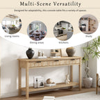 Fir Veneer Entryway Table with Honeycomb-Patterned Drawers - Natural