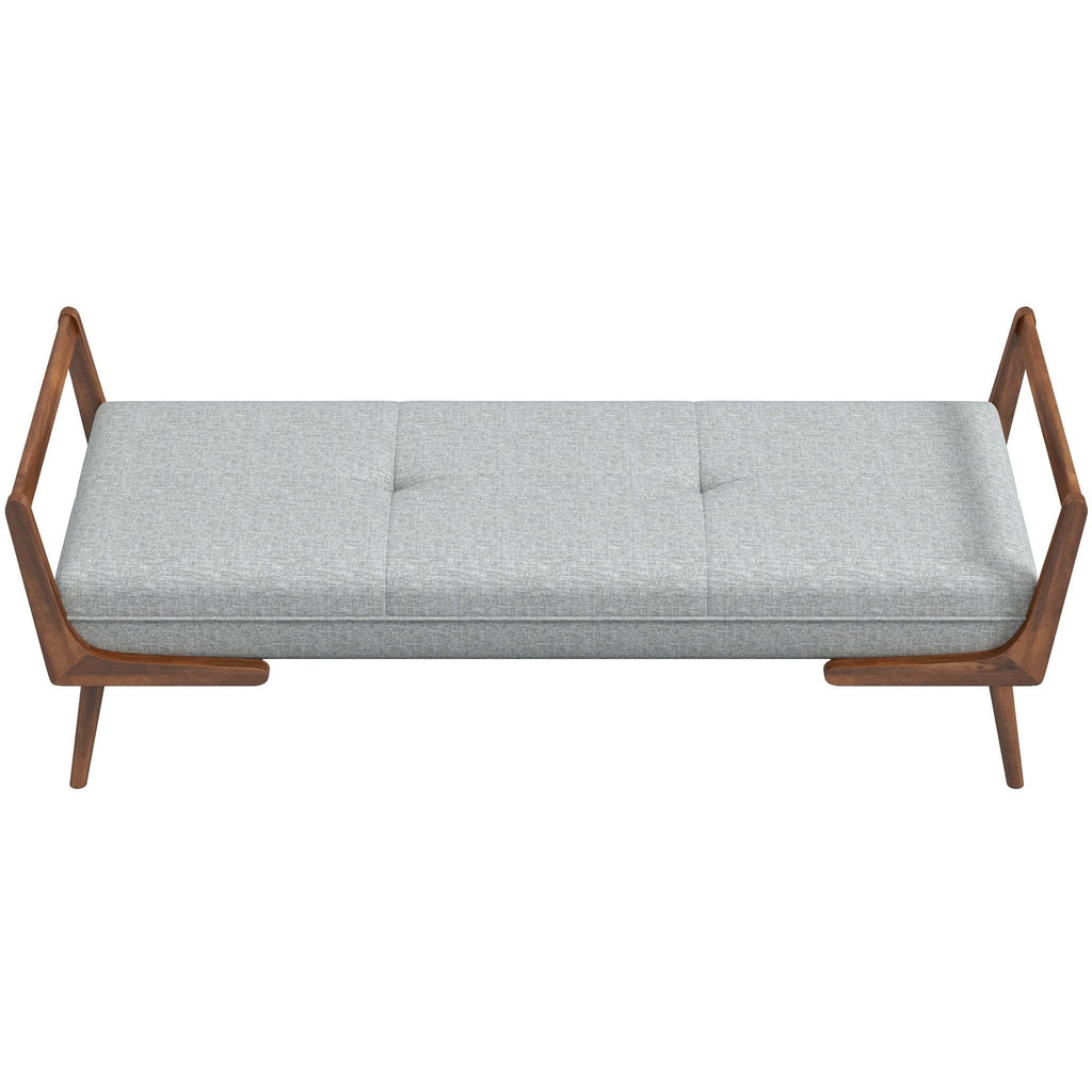 Gray Upholstered Bench with Biscuit Tufting - 51.2" Wide
