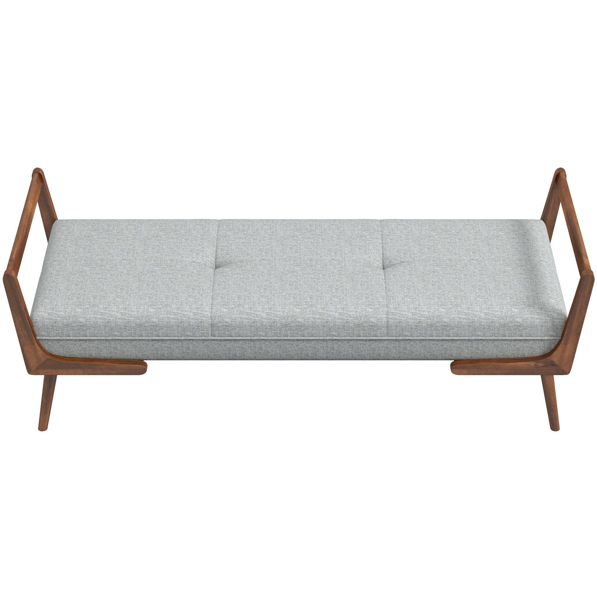 Gray Upholstered Bench with Biscuit Tufting - 51.2" Wide