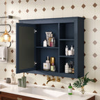 Wall Mounted Medicine Cabinet with Mirror and 6 Open Shelves - Multiple Colors