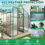 Polycarbonate Walk-In Greenhouse with Raised Base - Green