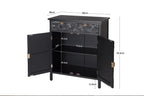 Hand-Carved Accent Cabinet with Intricate Floral Embossing - Black/Floral
