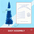 6ft Slim Pencil Artificial Christmas Tree with Full Lush Look - Blue