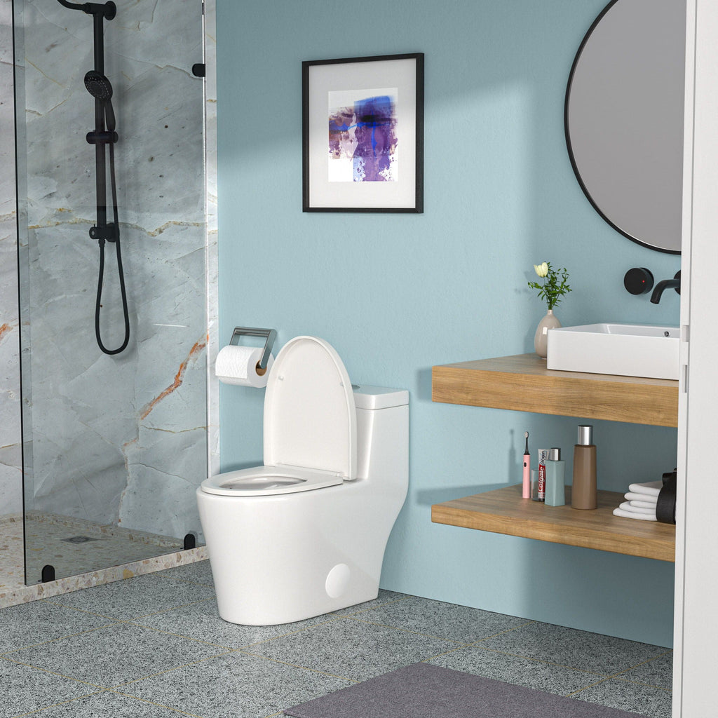 Dual Flush 1 Piece Toilet with Soft Closing Seat - White