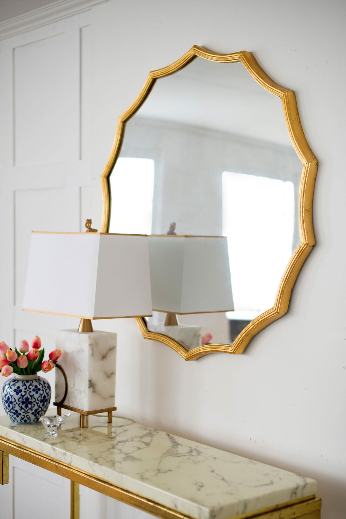 Round Sunburst Wall Mirror With Wall Decor